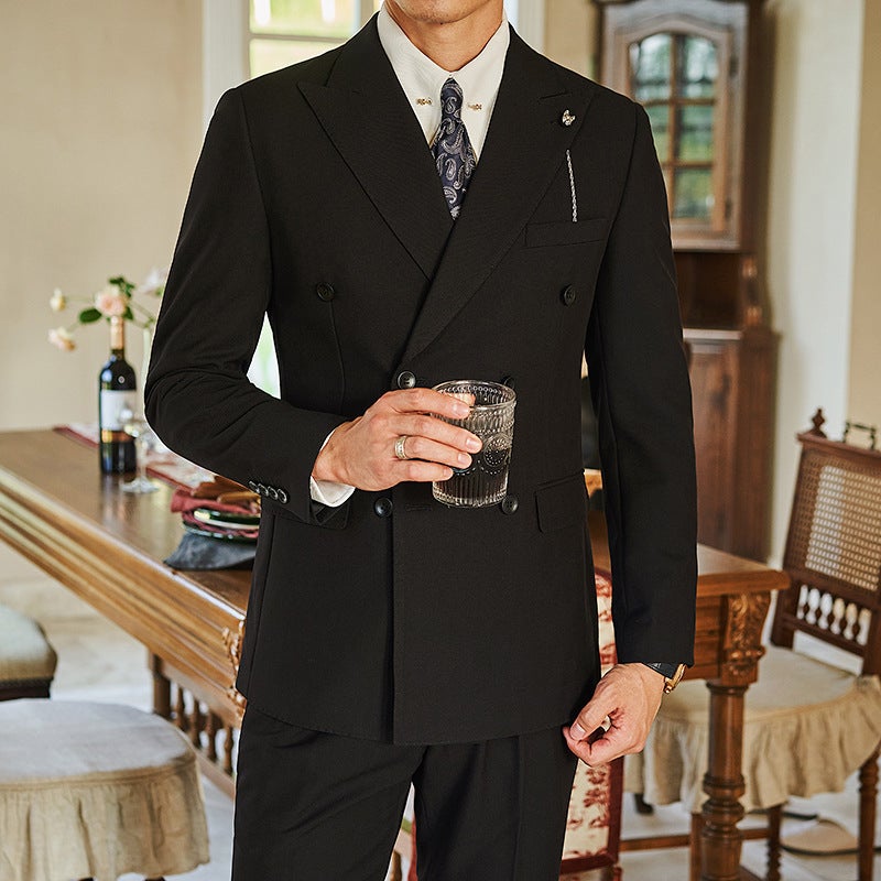 Hangzhou Men'S High-End British-Style Business Dress Suit Double-Breasted Gentleman Naples Buckle Suit - Image 4